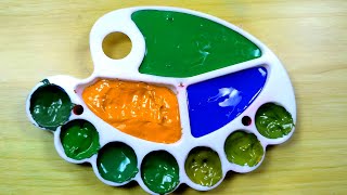 How to Create 7 New Colors Using green, blue& yellow  Satisfying Acrylic Paint Mixing