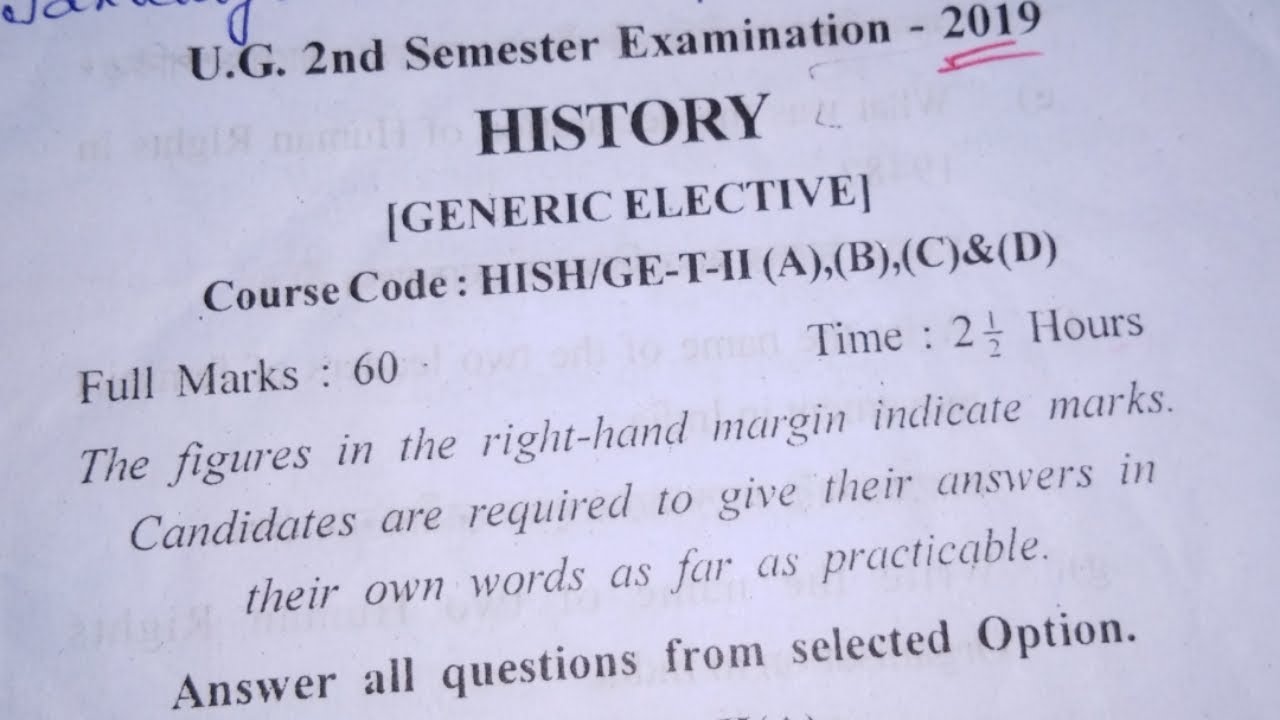 #B.A.HISTORY 2ND SEMESTER QUESTION 2019 