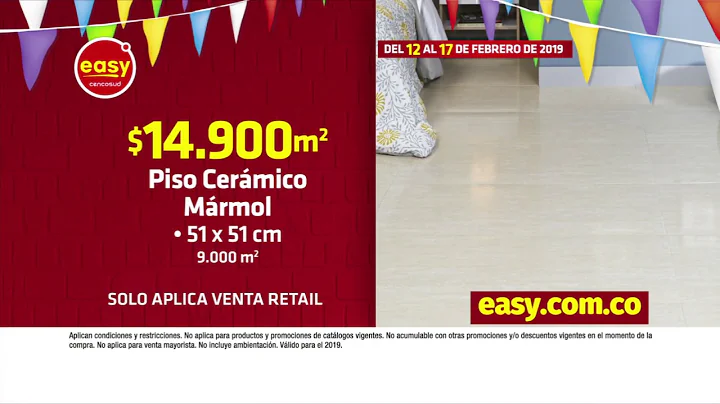 Tiendas #Easy: ¡Llegó la Feria de Pisos y Paredes hasta Feb-17! Además Piso Cerámico $14.900/m2.