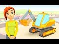 Car School: An excavator - A car cartoon for babies - Construction vehicles for kids