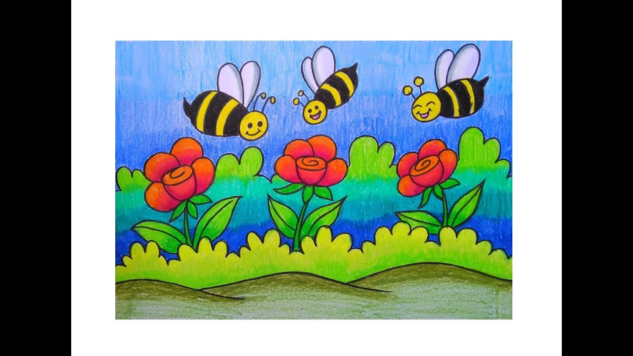 Cartoon Bees And Flowers Drawing Poster by Frank Ramspott  Fine Art America