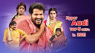 Hyper Aadi Top 5  Skits in 2021 | Jabardasth | 11th September 2023 | Hyper Aadi, Naga Babu, Roja