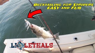 Bucktail fishing for striped bass , EASY and FUN