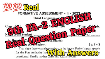 9th FA-2 ENGLISH Full Question Paper with Answers |FA-2 English Answers |English Real Question Paper