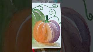 Paint watercolor pumpkins with warm and cool colors for beginners Simple Warm Color Thanksgiving Pumpkin