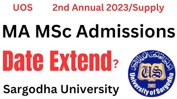 MA MSc Admissions 2nd Annual 2023/Supply UOS | MA MSc Admissions 2024 UOS