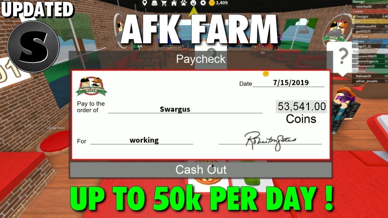 How To Afk Farm Money On Work At A Pizza Place Roblox Updated