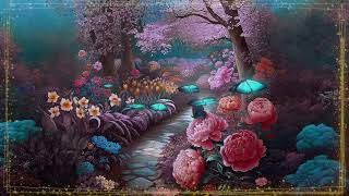 Path of Blossoming Dreams:4K Digital Floral Landscape with Radiant Light & Music|Art for Your Screen