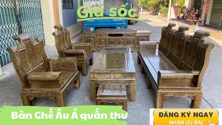 Bộ bàn ghế Âu Á quấn thư gỗ mun đuôi công tuyển trọn siêu Vân