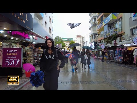 Izmir, 튀르키예 | İzmir | 빗속 도보 여행 4K
