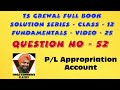 P/L Appropriation Account Fundamentals Ts Grewal Question no 52 Video 👉 25