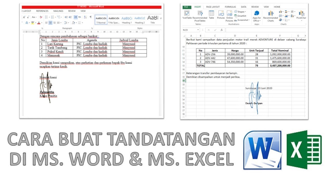 Cara Tandatangan Di Word Dan Excel Youtube