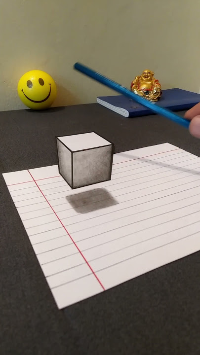 Floating Cube illusion Drawing | Anamorphic illusion