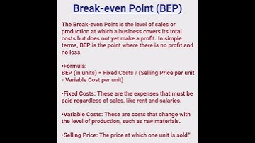 Break Even Point (BEP) | What is Break Even Point in Economics #shorts #education