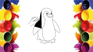 Penguin Coloring | Cute Animal Coloring Page  | Relaxing Art with Crayons | Mini Artists World
