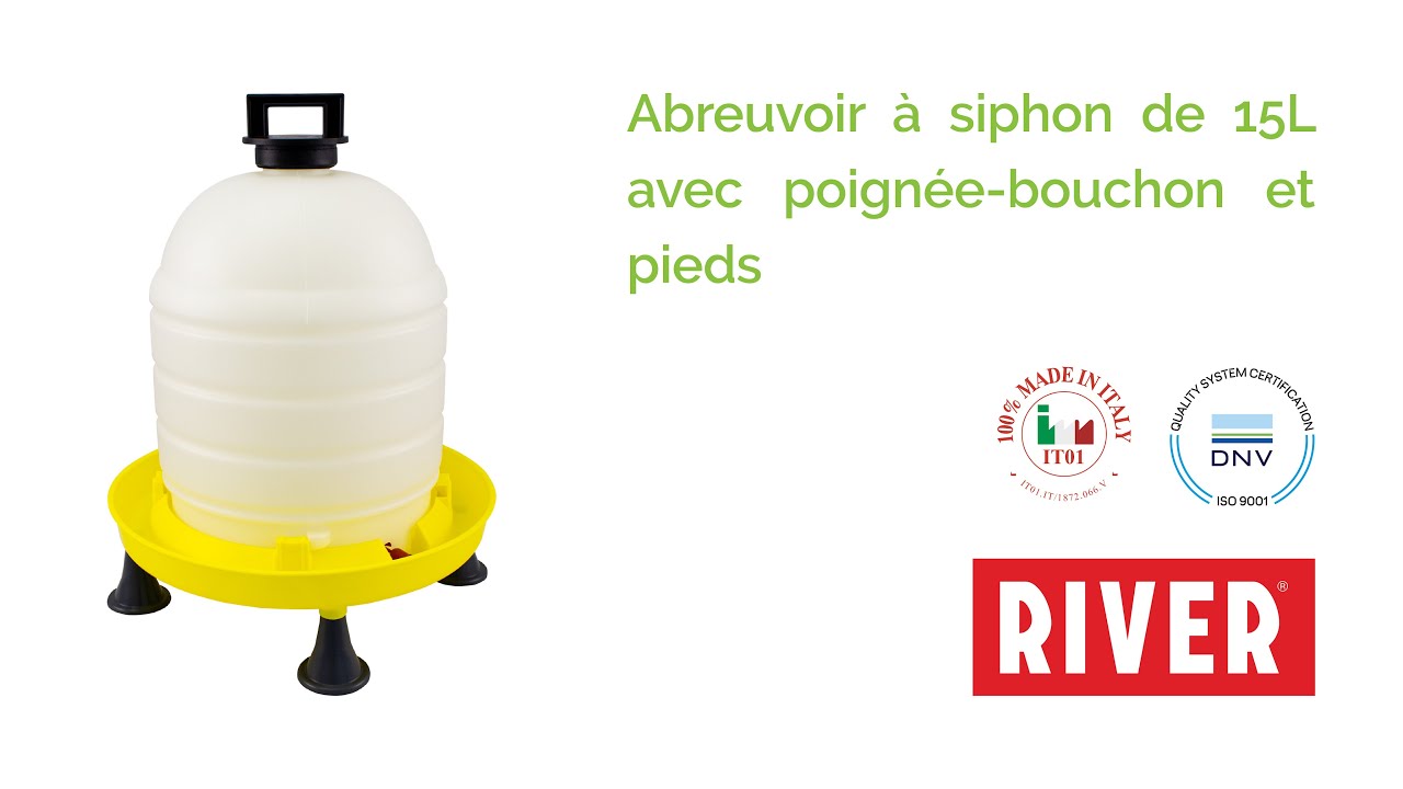 Suffon Abreuvoir à siphon de 15L avec poignée-bouchon et pieds - YouTube