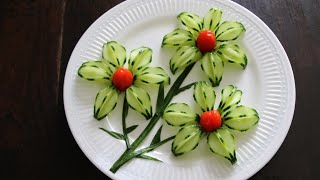 Cucumber Show | Vegetable Carving Garnish | Cucumber Flower Garnish