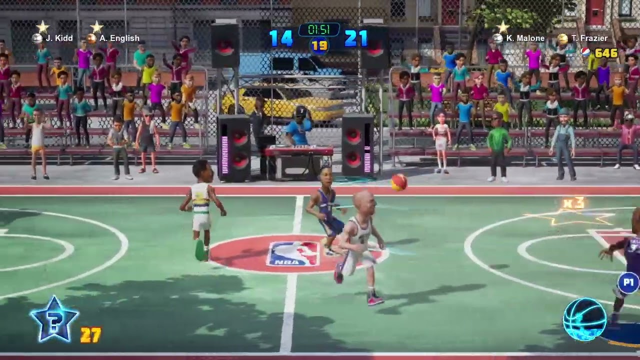 Nba 2k playgrounds Tim Frazier And Karl Malone VS Jason Kidd and Alex English!