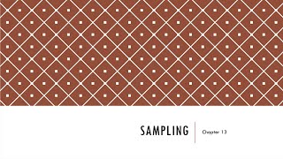 Topic 9: Sampling
