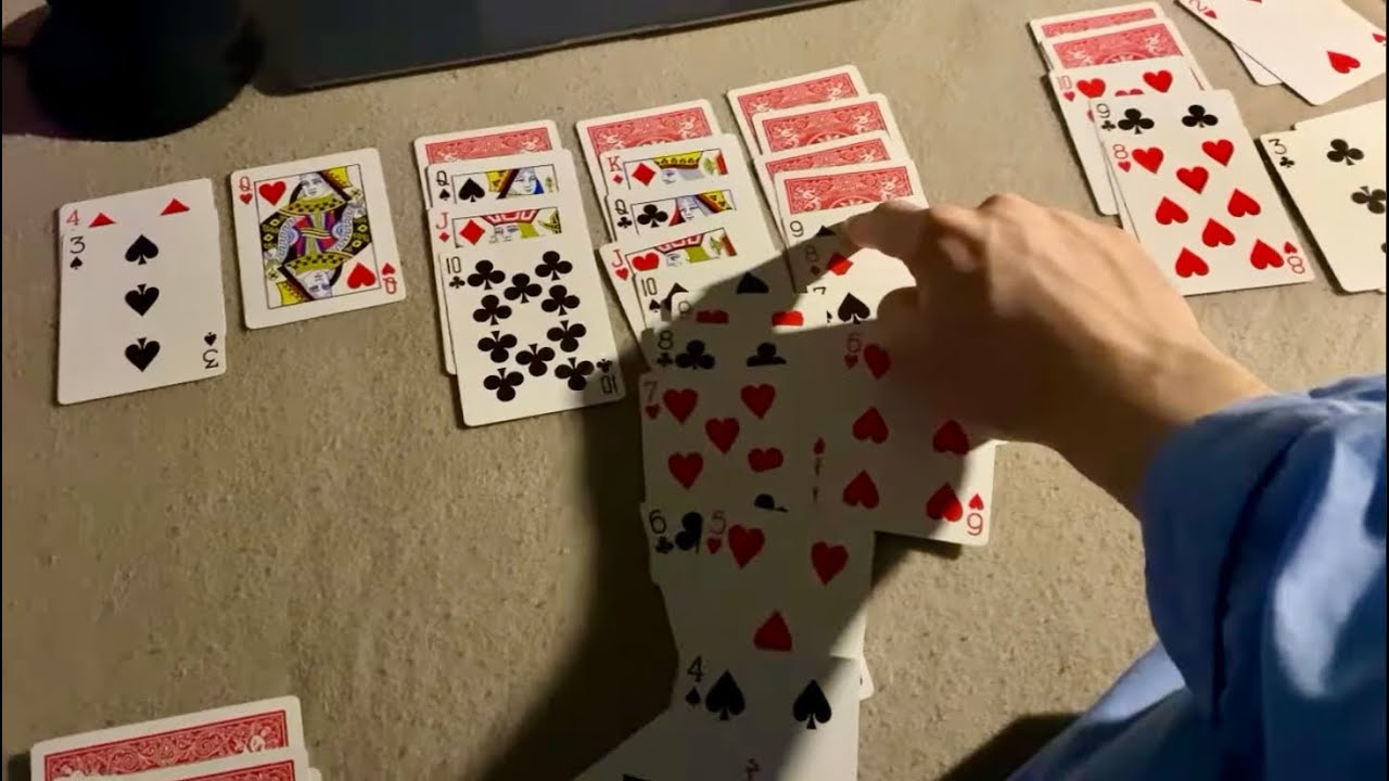 ASMR playing solitaire with cards