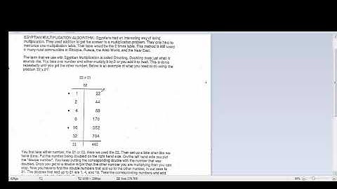 Egyptian Multiplication Algorithm