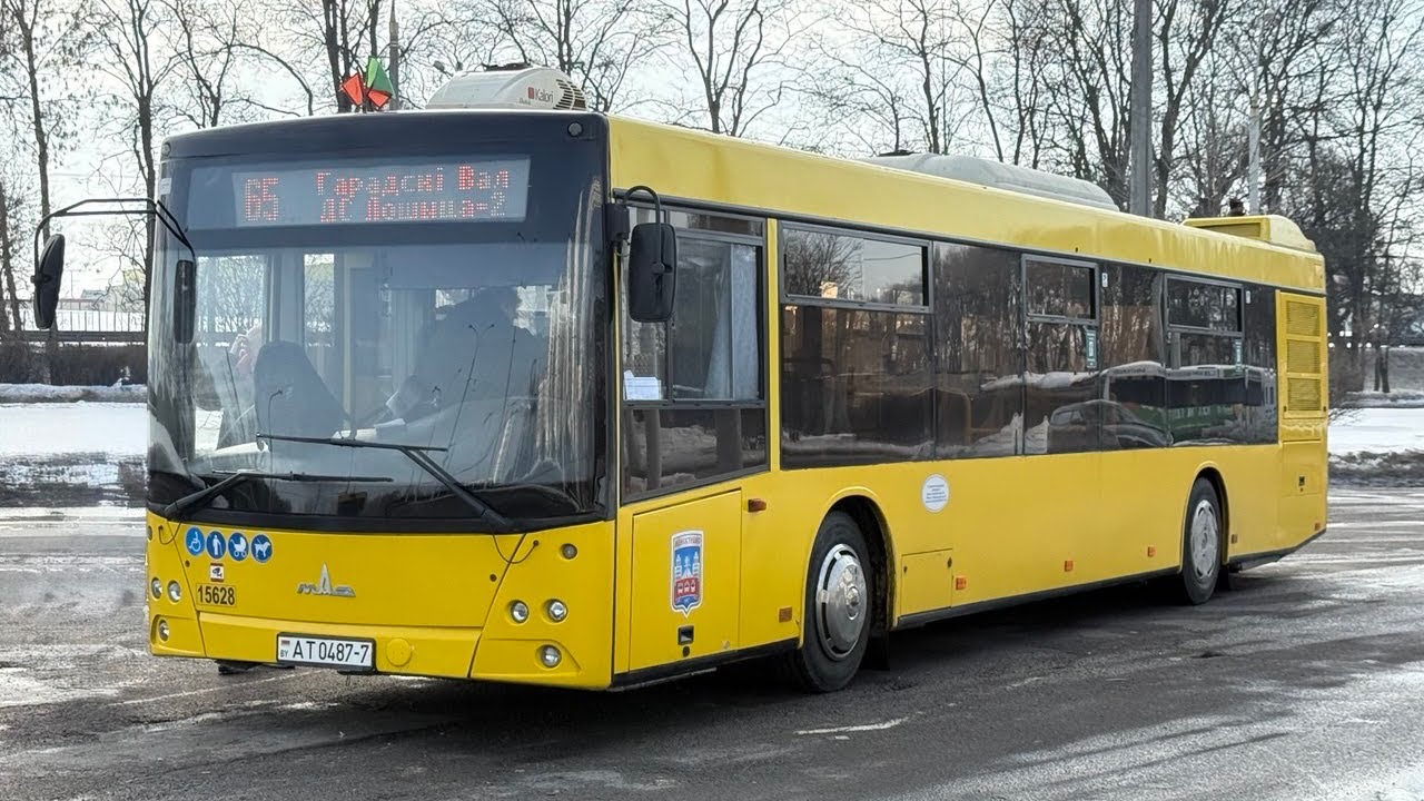 Минск, поездка в автобусе МАЗ-203.016,г/№ АТ 0487-7, марш.65 (28.02.2026) 