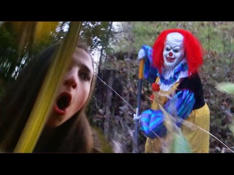 Scary Killer Clown Unmasked By Dad in The Woods - Girl Freaks Out