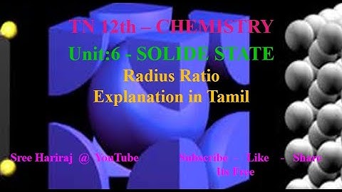 Radius Ratio in Tamil - Unit 6 | Solid State - TN-12th
