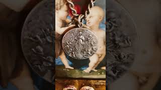Rare Antique Spanish Religious Virgin Mary 2 Medallion Chunky Sterling Chain 195 Text 708217-1600