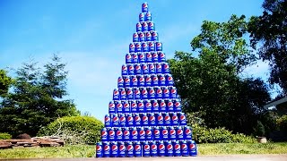 Smashing A Giant 100 Pepsi Pyramid Challenge!
