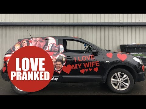 man-sees-his-car-after-wife-secretly-wrapped-it-in-pictures-of-her-face