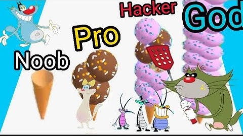 Play With Noob | ice Cream Rush  Noob vs Pro vs Hacker vs God | Oggy and Jack