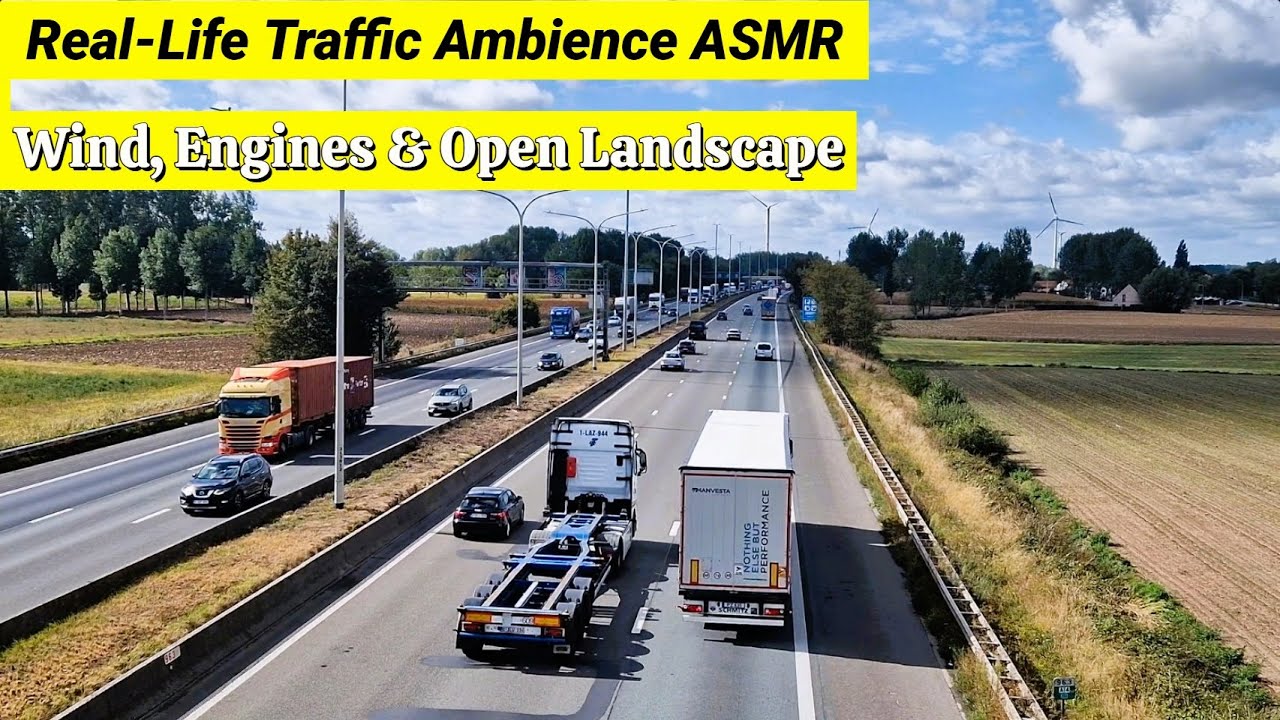 Ambient Road Noise ASMR 🚛🌤️🌬️ | Elevated View of Flowing Traffic 