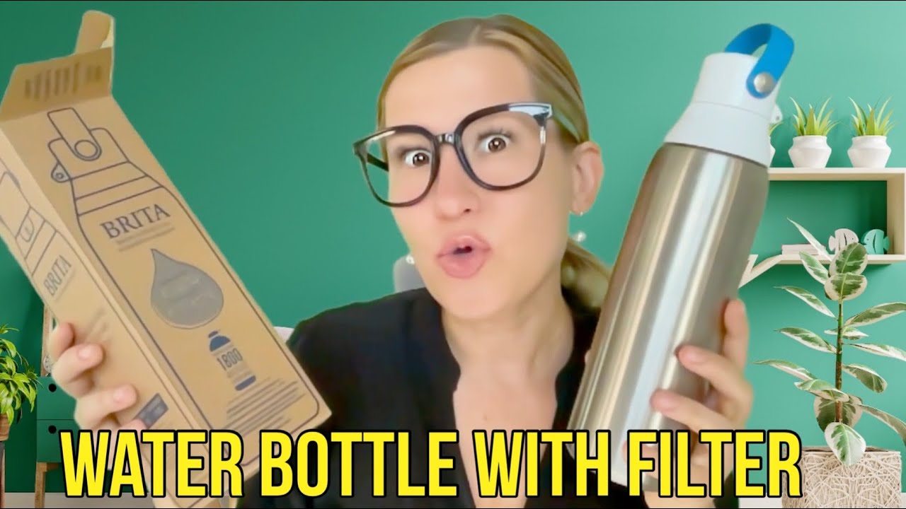 Brita Bouteille d'eau isotherme filtrée avec paille, réutilisable, en acier inoxydable, 591 ml