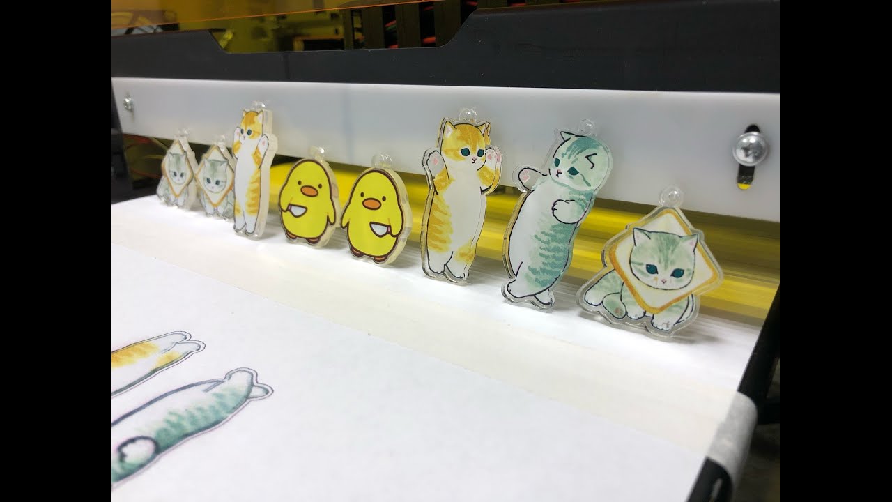 Печать котиков на прозрачном акриле на УФ принтере - YouTube