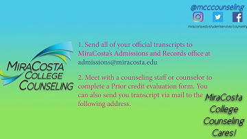 How to get your other college transcripts evaluated at MiraCosta College