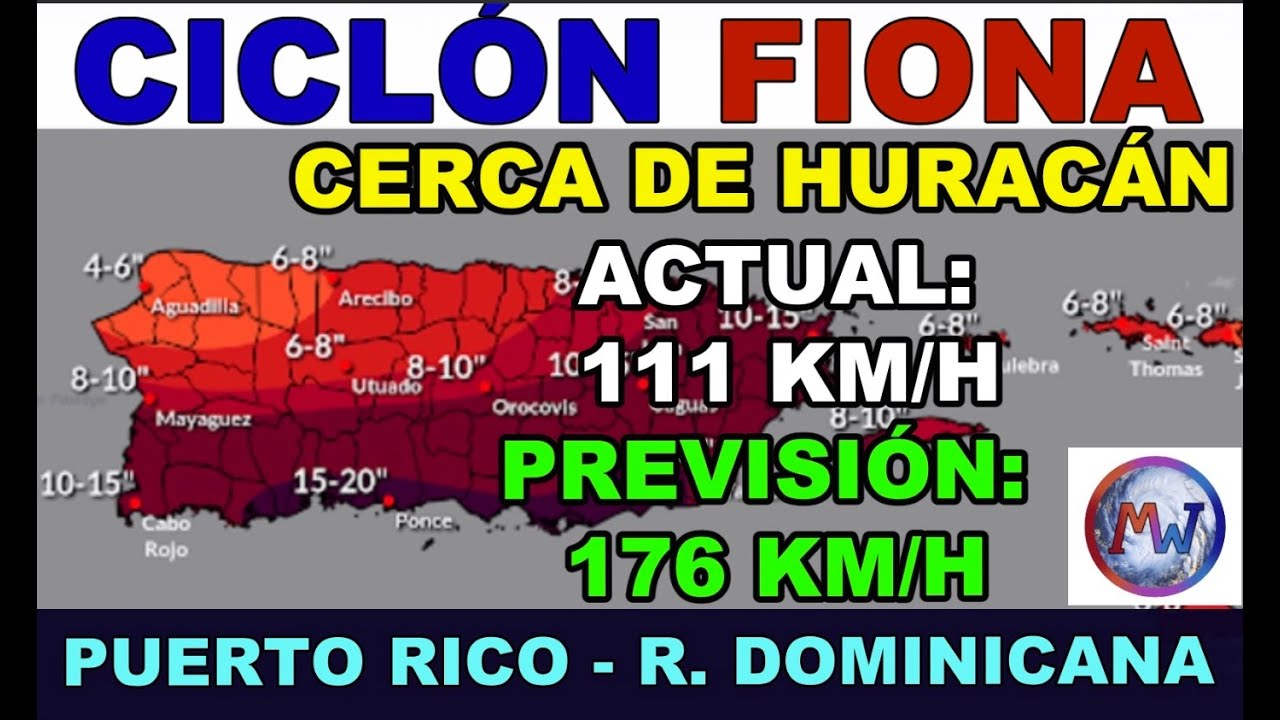CICLÓN FIONA: A PUNTO DE SUBIR A HURACÁN 1. ACTUALIZACION 12:00