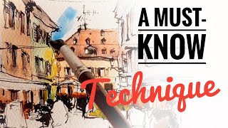 Let's sketch roughly!/Urban sketching /Watercolor painting tutorial for beginners/