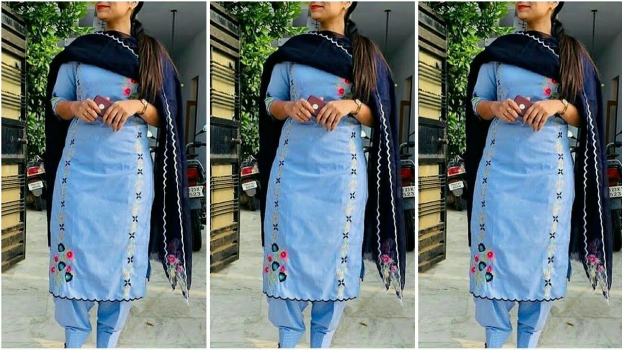 2020 Plain Punjabi Suit Design || 20 Ideas Colour Combination For Punjabi suit || Emboidary Design