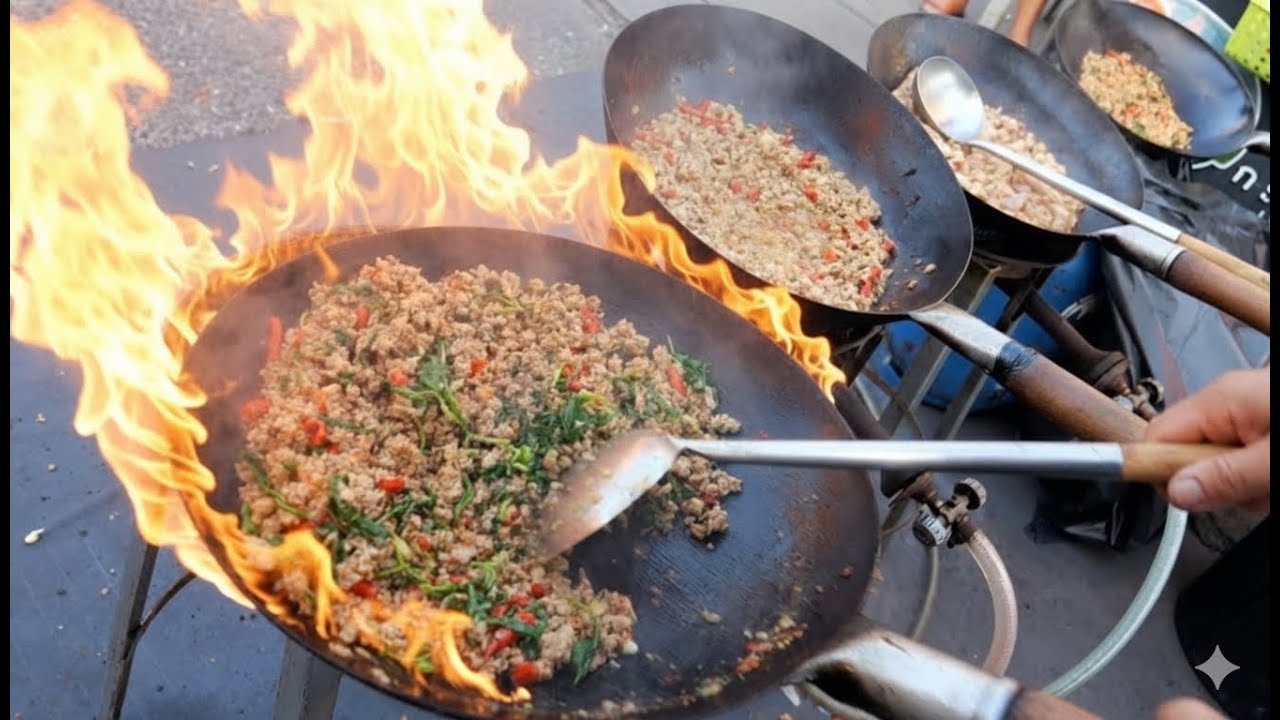 Не оторвать глаз! 4 вока мало! Удивительные мастера вока на ночном рынке