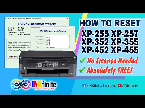 video How to Reset EPSON XP-255 XP-257 XP-352 XP-355 XP-452 XP-455 with Resetter | INKfinite