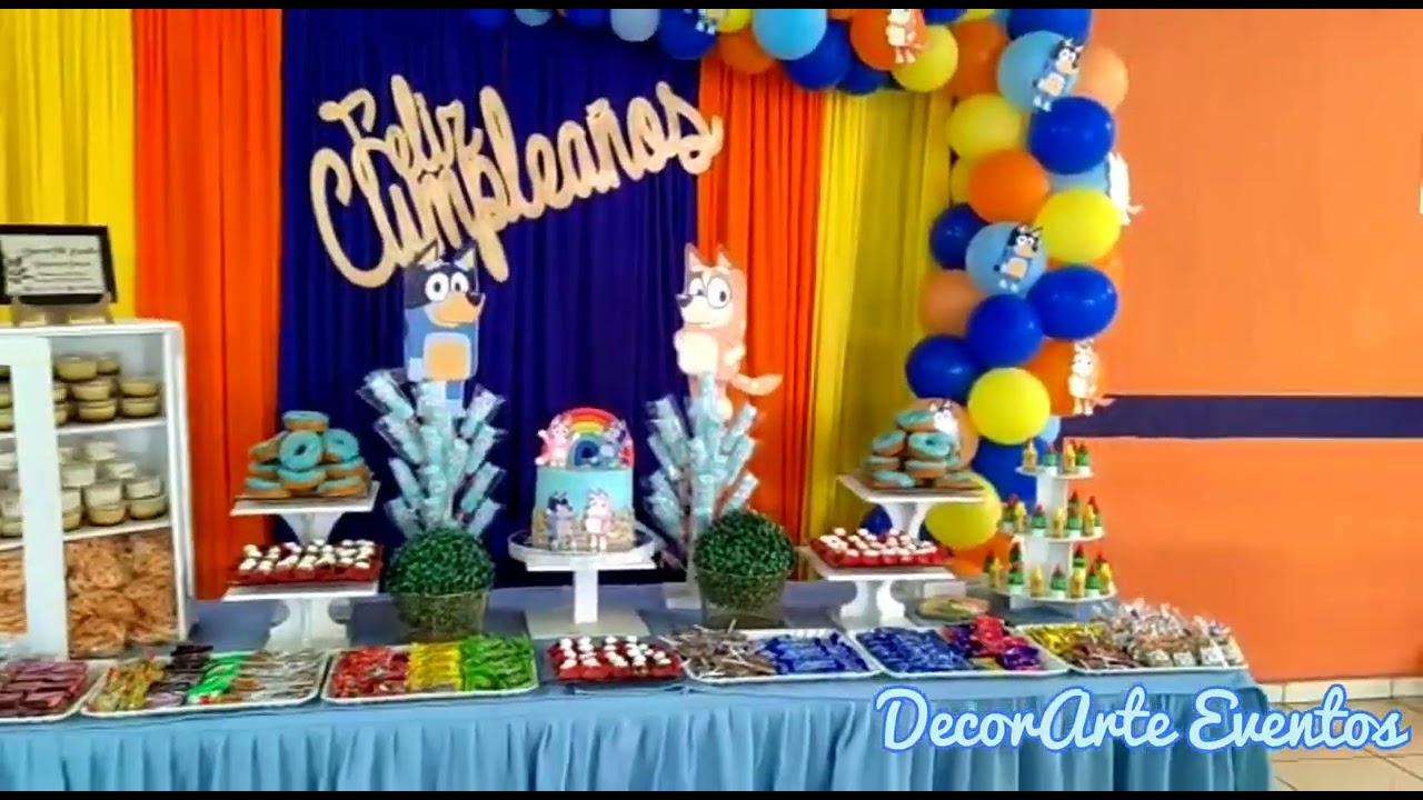 Kit Decoracion Fiesta Cumpleaños Globos Metalicos Bluey 2 79