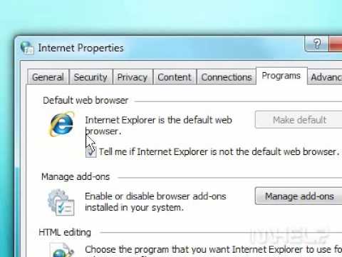 How to set browser add ons as default in Windows 7