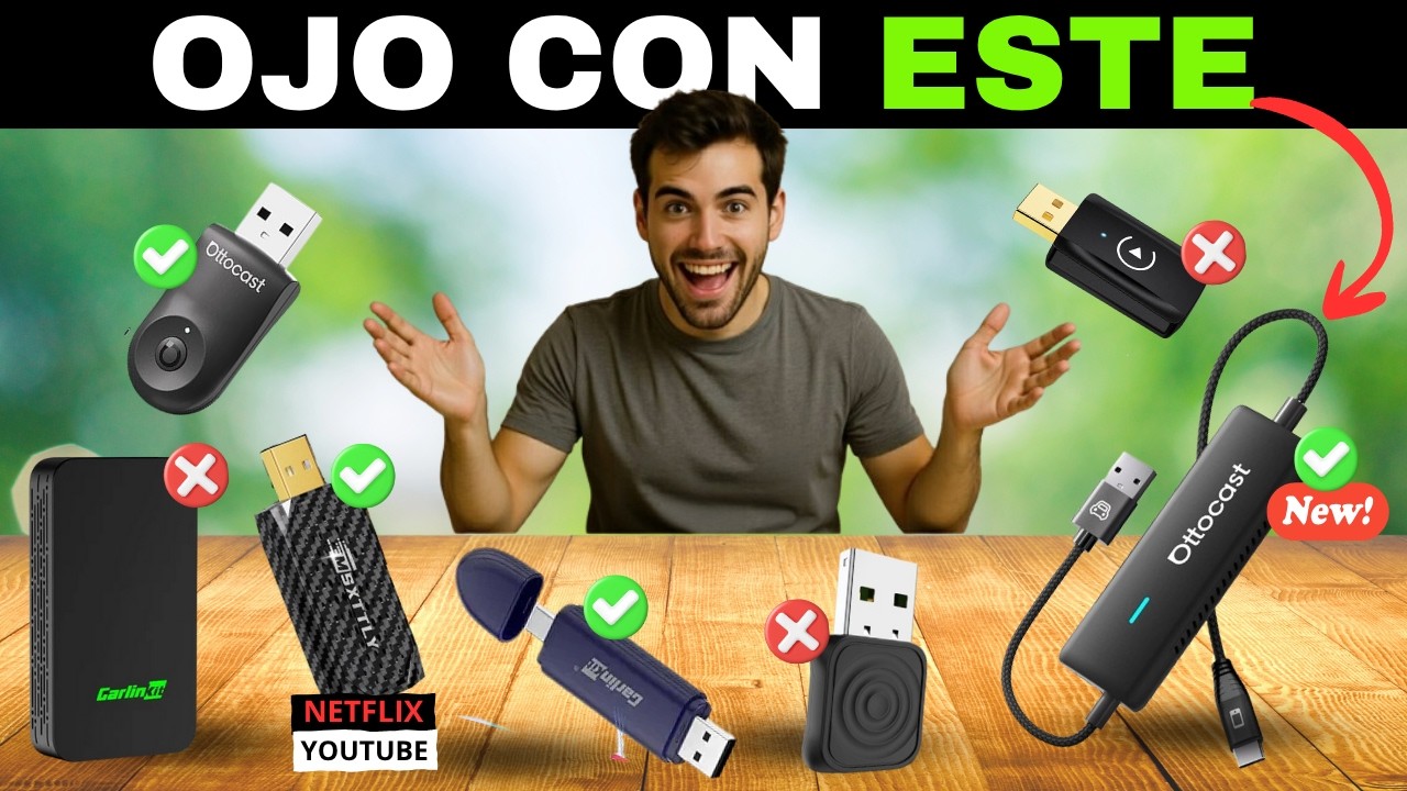 ✅ 7 MEJORES Adaptadores Inalámbricos CarPlay y Android Auto [2026] 🚗 Ver Netflix, YouTube, TikTok...