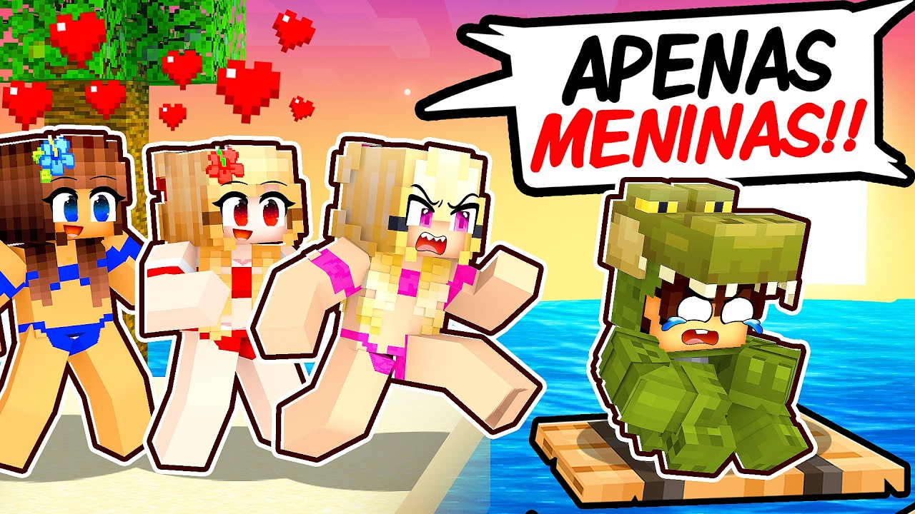 Um JACARE em uma ILHA só de GAROTAS no Minecraft