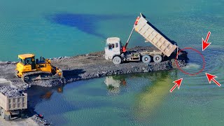 Impressive Technique Skills Wheel Loader & Dozer SHANTUI DH17 Pushing Rock & With Truck Unloading