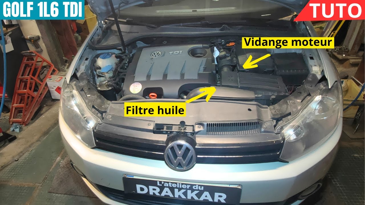 TUTO : GOLF 1L6 TDI COMMENT FAIRE LA VIDANGE ET LE REMPLACEMENT DU FILTRE A  HUILE ! 