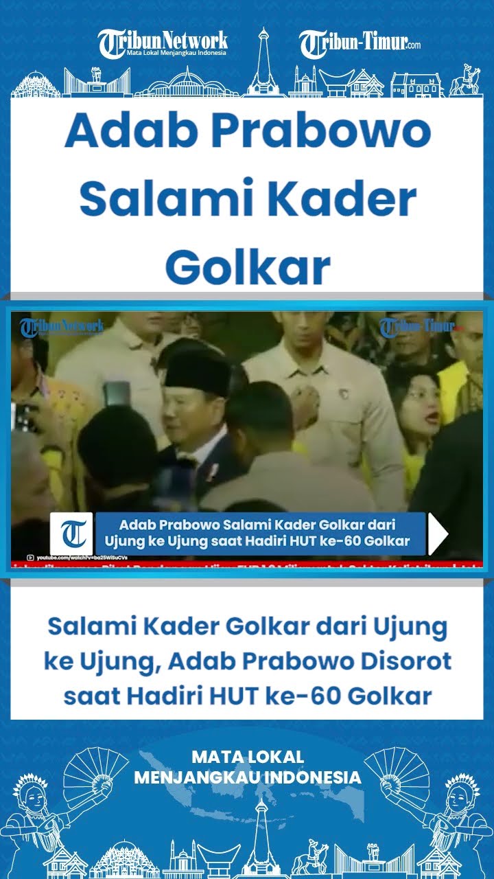 SHORT Salami Kader Golkar dari Ujung ke Ujung, Adab Prabowo Disorot saat Hadiri HUT ke 60 Golkar