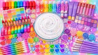Relaxing Slime ASMR 🌈✨ Mixing Glossy Rainbow Slime With Makeup Cosmetic Set #556