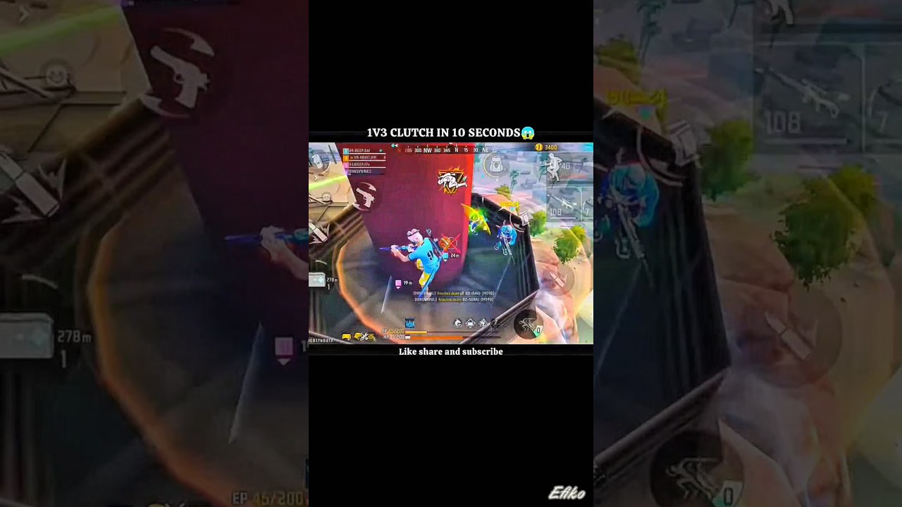 Free fire esports 1v3 Clutch Shorts clips ☠️....